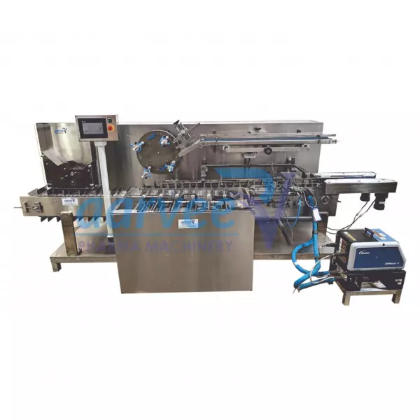 Automatic Cartonator Machine Operating In Pharmaceutical Packaging Line