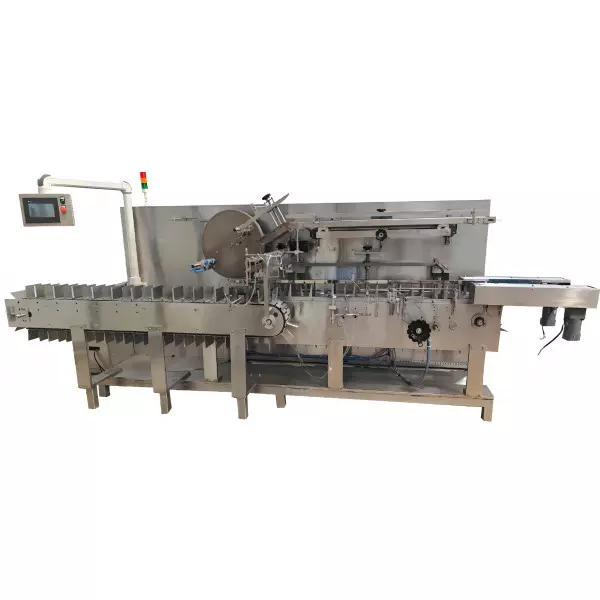 Bottle Cartoning Machine Operating On An Assembly Line With Bottles Being Packed Into Cartons