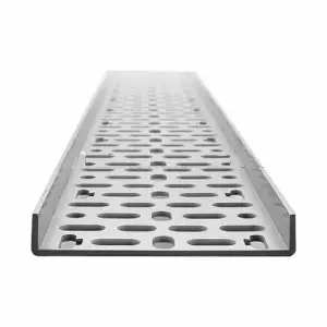 Perforated Cable Tray Installed On Industrial Ceiling Showing Ventilation Holes And Sturdy Support
