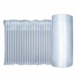 Close-up View Of Transparent Air Column Roll Packaging Material Showing Inflated Bubble Columns