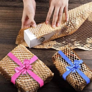 Honeycomb Paper Wrap Rolls Stacked In Warehouse Ready For Shipment