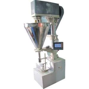 Industrial Auger Filling Machine With Control Panel In Operation