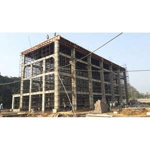 Cup Lock Scaffolding System Set Up At Construction Site