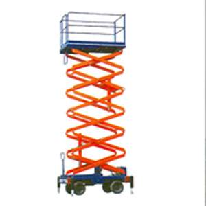 Scissor Lift Machine In Operation At A Construction Site
