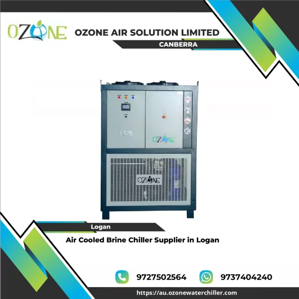 Air Cooled Brine Chiller Unit Installed Outdoors With Piping Connections