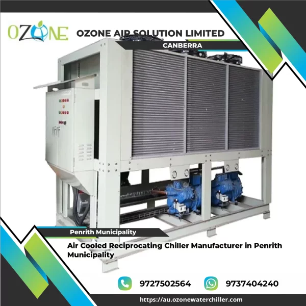 Air Cooled Reciprocating Chiller Unit Installed Outdoors