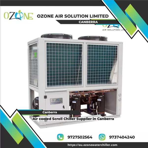 Air Cooled Scroll Chiller Unit Operating Outdoors