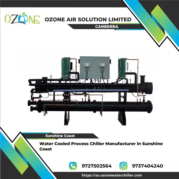 Water Cooled Process Chiller Unit Installed In An Industrial Plant Environment