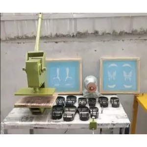 Manual Chappal Making Machine Showing Metal Frame And Hand Lever