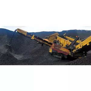 Industrial Coal Screening Plant With Conveyor Belts Operating At A Factory Site