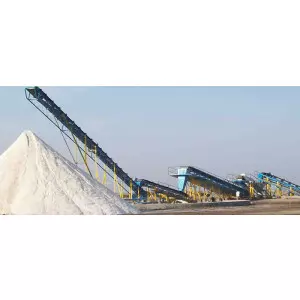Salt Washery Plant Machinery With Conveyor Systems At Industrial Site