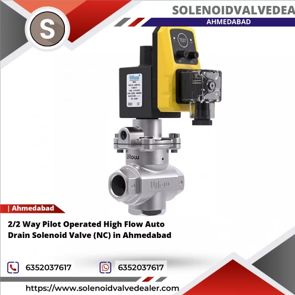 2/2 Way Pilot Operated High Flow Auto Drain Solenoid Valve (NC) In Ahmedabad