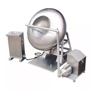 Industrial Pharmaceutical Tablet Coating Machine In Operation