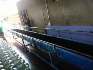 Bottle Transfer Conveyor System Moving Bottles Smoothly Along The Production Line
