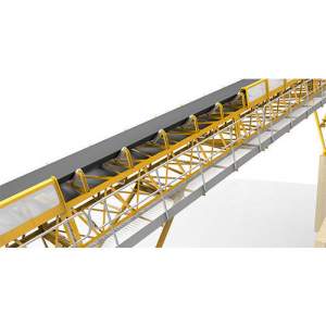 Industrial Bulk Material Handling Conveyor Operating In An Outdoor Setting