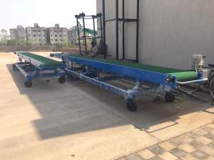 Portable Loading Conveyor Transporting Bulk Materials Outdoors