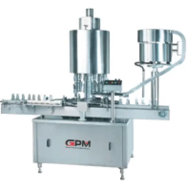 Automatic Cap Sealing Machine Showing Multiple Capping Heads Operating On Bottles