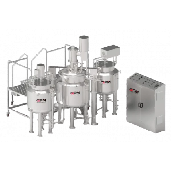 Ointment Manufacturing Plant Machine Setup Showing Mixing Tanks And Vacuum Pumps