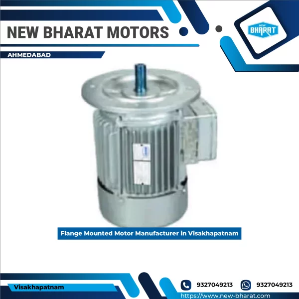 Close-up Of Flange Mounted Motor Showing Mounting Plate And Shaft