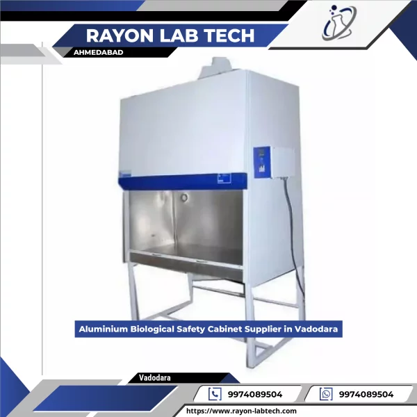 Aluminium Biological Safety Cabinet Showing Front View With Clear Glass Sash And Control Panel