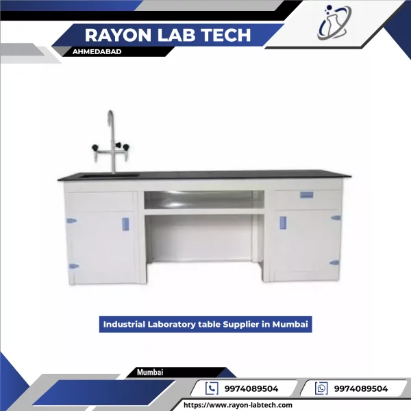Industrial Laboratory Table With Chemical-resistant Surface In A Laboratory Setting