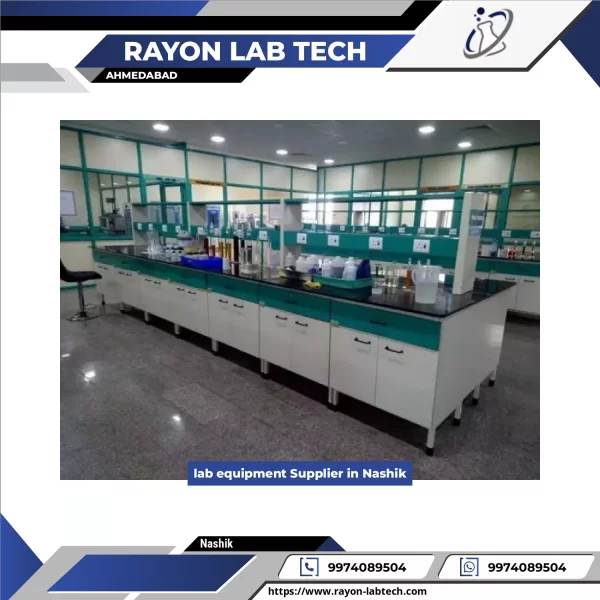 Various Laboratory Equipment Including Benches, Fume Hoods, And Incubators Arranged In A Modern Lab Setup