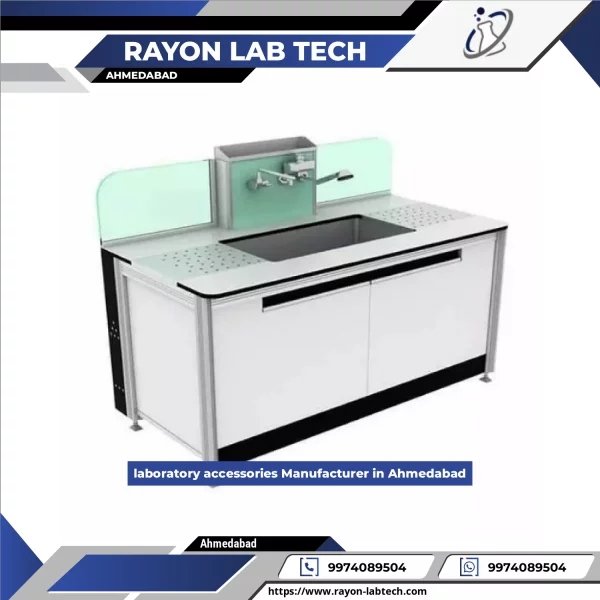 Laboratory Accessories Set Including Storage Cabinets And Workstation Tables