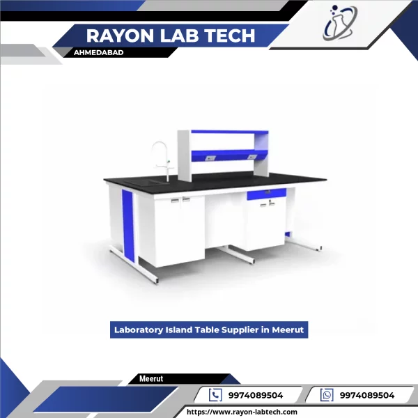 Sturdy Laboratory Island Table Made Of Stainless Steel With Chemical-resistant Surface