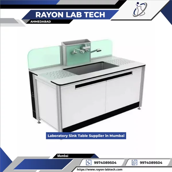 Laboratory Sink Table Made Of Stainless Steel With Built-in Faucet And Storage Cabinet