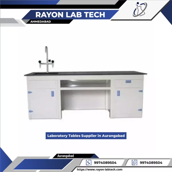 Sturdy Laboratory Table With Chemical-resistant Surface Set Up In A Research Lab Environment