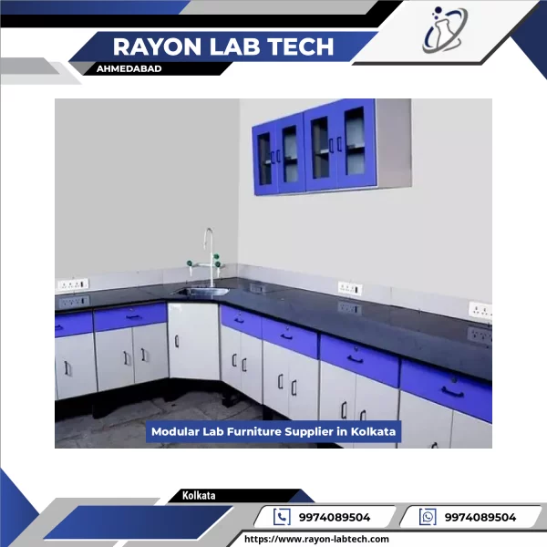 Modular Laboratory Furniture Setup Showing Adjustable Benches And Storage Units In A Laboratory