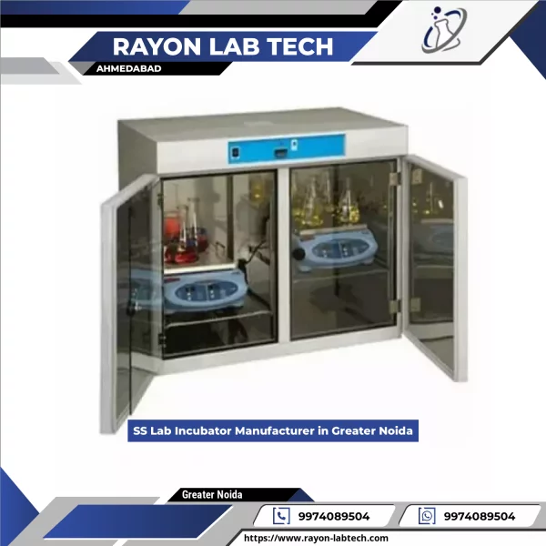 Stainless Steel Laboratory Incubator Showing Digital Control Panel And Shelves