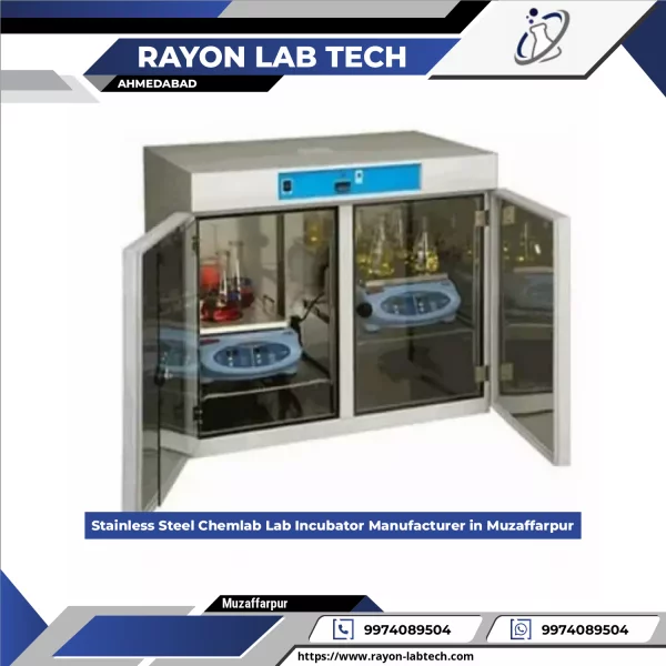 Stainless Steel Chemlab Lab Incubator Showing Front Panel And Interior Shelves