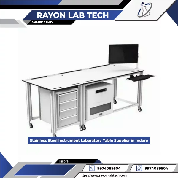 Stainless Steel Instrument Laboratory Table Showing Sturdy Frame And Smooth Surface