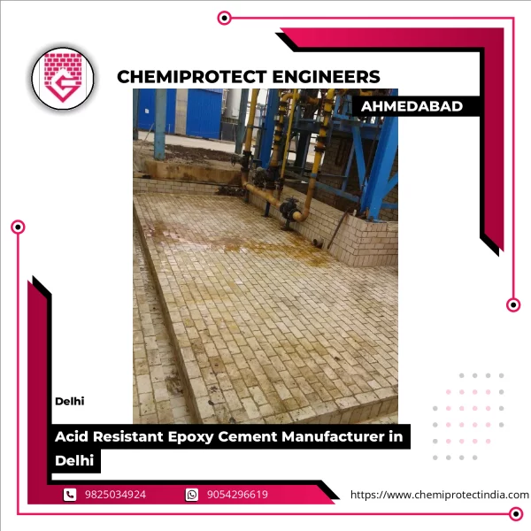 Acid Resistant Epoxy Cement Coating Applied On Industrial Concrete Floor