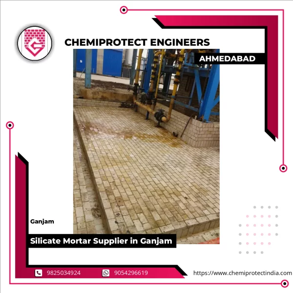 Silicate Mortar Application On Industrial Concrete Surface Showing Chemical Resistant Protective Coating