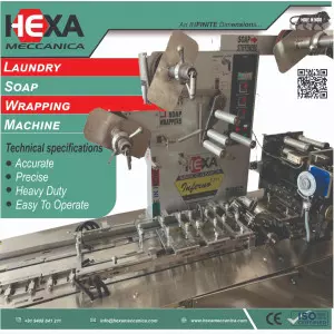 Hexa Meccanica Is Manufacturer Of Laundry Soap Wrapping Machine Near Digdaga Dubai UAE.