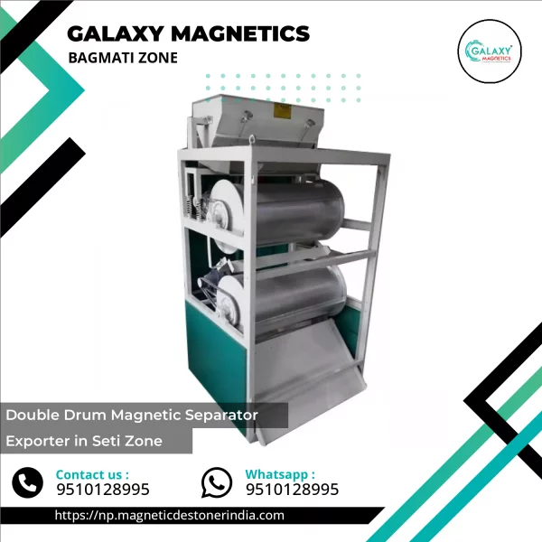 Double Drum Magnetic Separator Installed In Industrial Setting