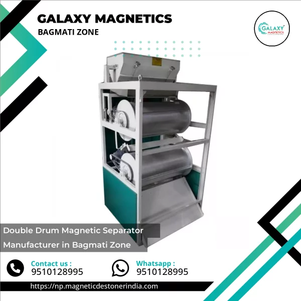 Double Drum Magnetic Separator Installed At Industrial Site Showing Two Rotating Drums