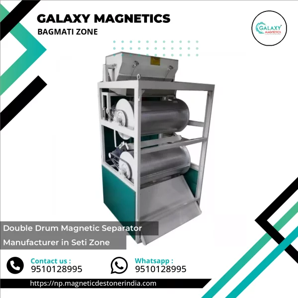 Double Drum Magnetic Separator Capturing Ferrous Metals From Bulk Material
