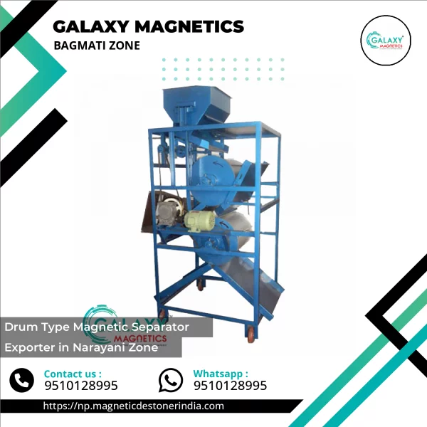 Drum Type Magnetic Separator Showing Rotating Drum And Magnet Assembly
