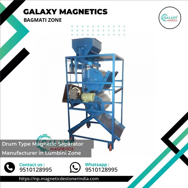 Drum Type Magnetic Separator Installed In An Industrial Plant