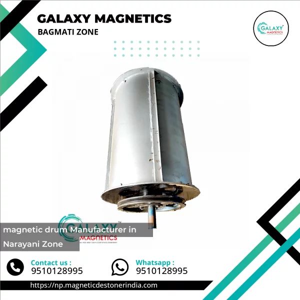 Magnetic Drum Separator Installed In Industrial Conveyor System