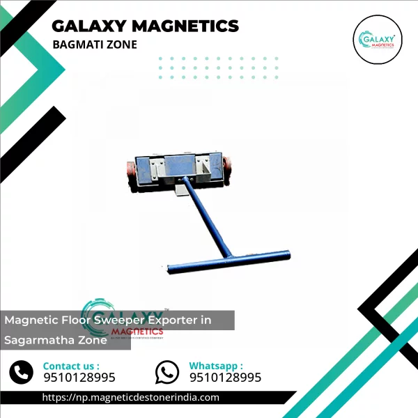 Industrial Magnetic Floor Sweeper On Factory Workshop Floor Collecting Metal Debris