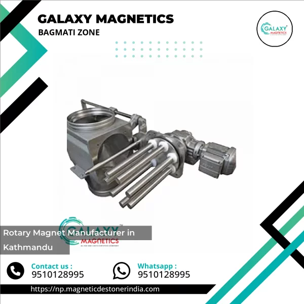 Rotary Magnet Equipment Installed On Conveyor Belt Removing Metal Impurities