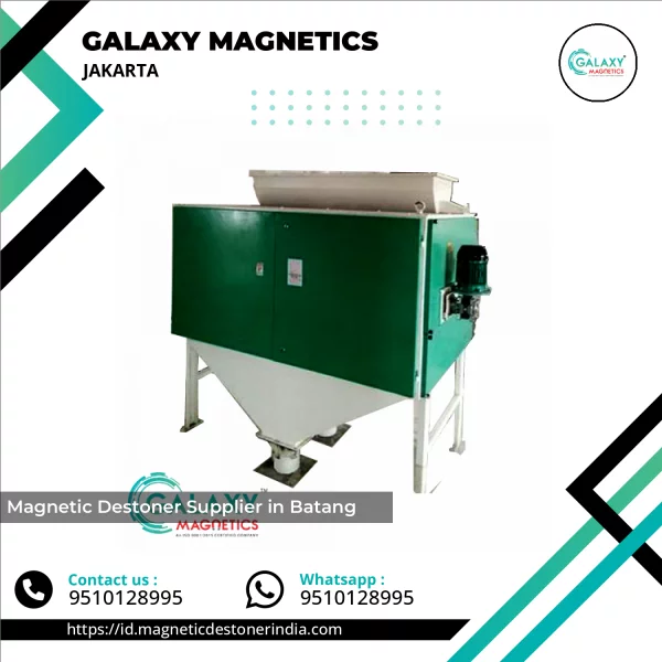 Industrial Magnetic Destoner Unit Installed On Conveyor System Removing Ferrous Metals And Stones