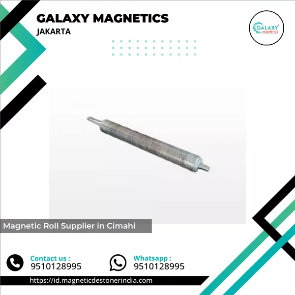 Industrial Magnetic Roll Installed On Conveyor System Separating Metal Particles