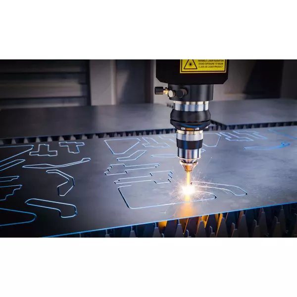 Brass Sheet Being Cut By CNC Laser Machine Showing Precise Edges