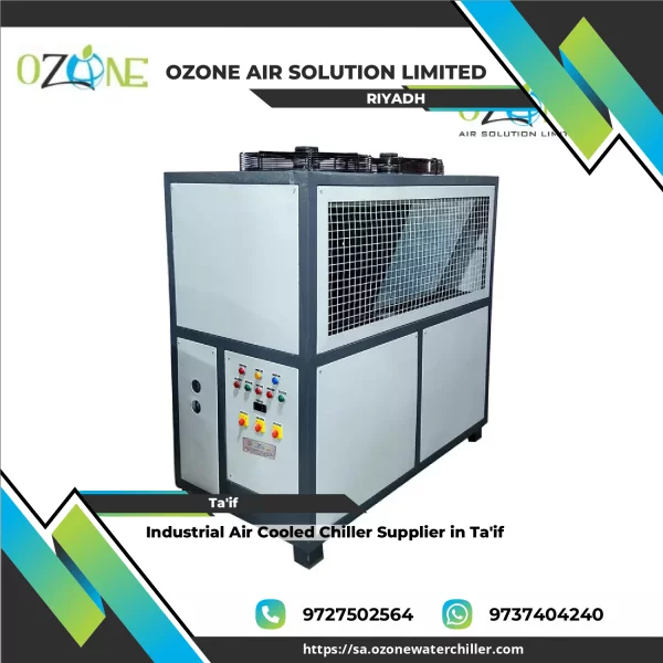Industrial Air Cooled Chiller Unit Installed At An Industrial Plant