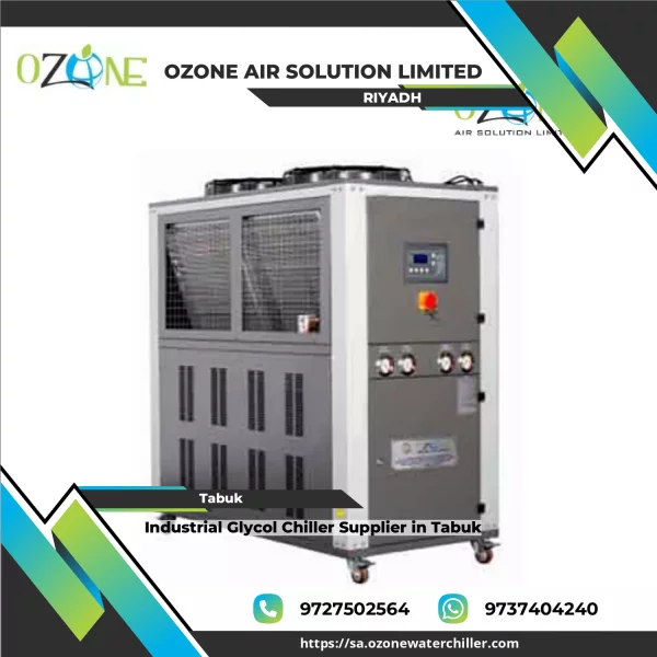 Industrial Glycol Chiller System Installed Outdoors With Piping Connections
